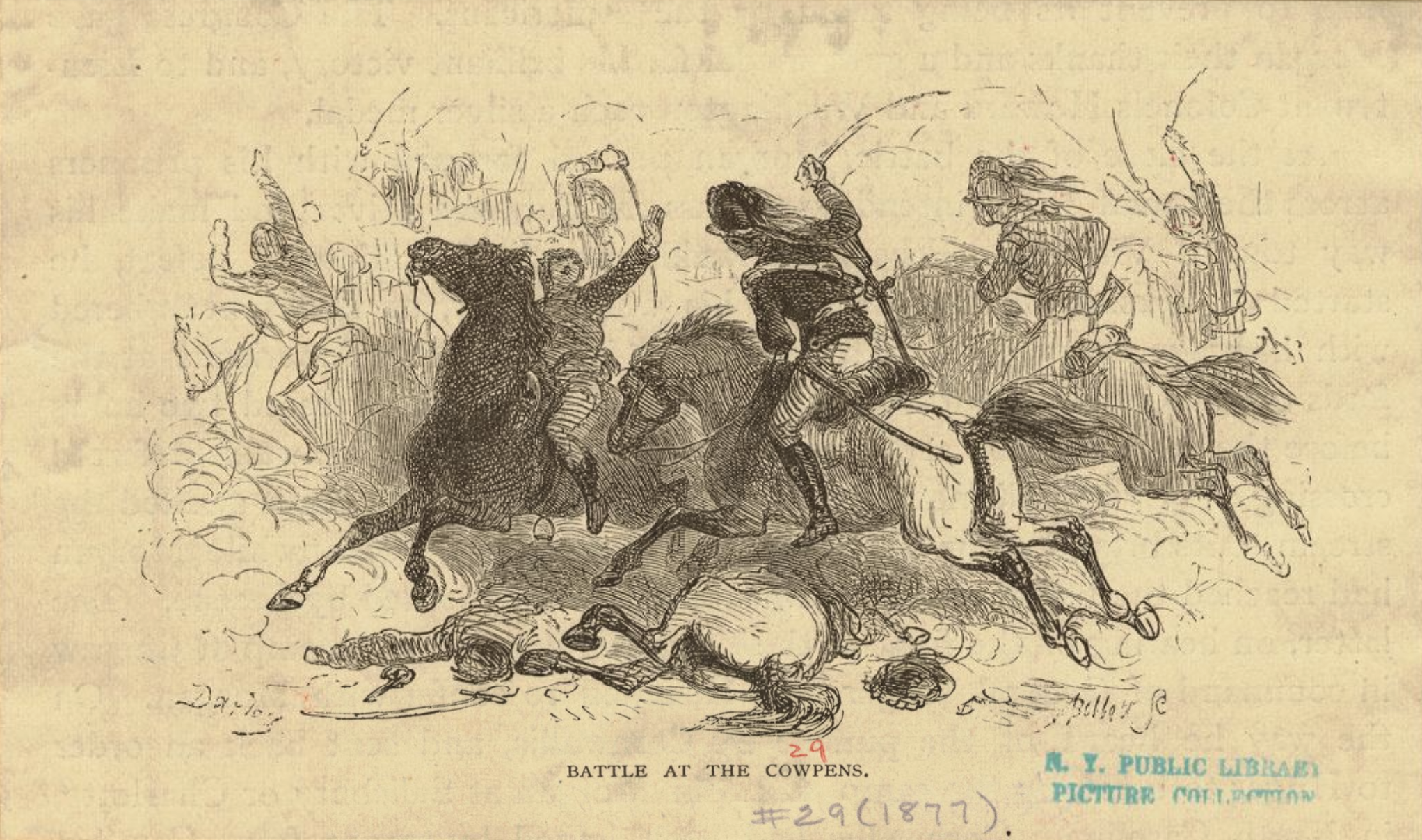 The Miriam and Ira D. Wallach Division of Art, Prints and Photographs: Picture Collection, The New York Public Library. “Battle at the Cowpens” New York Public Library Digital Collections.